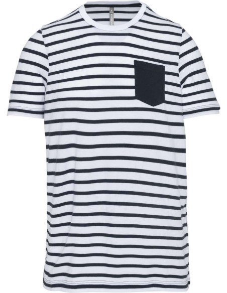 K-KA379-KIDS' STRIPED SHORT SLEEVE SAILOR T-SHIRT WITH POCKET