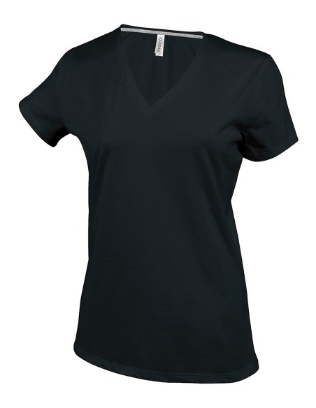 K-KA381-T-shirt col V manches courtes femme