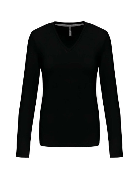 K-KA382-LADIES' LONG-SLEEVED V-NECK T-SHIRT