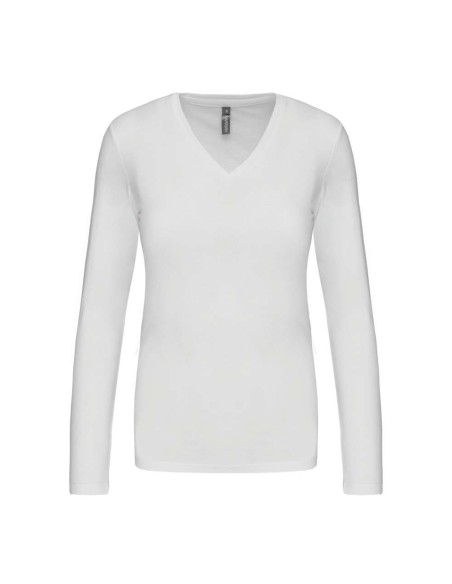 K-KA382-LADIES' LONG-SLEEVED V-NECK T-SHIRT