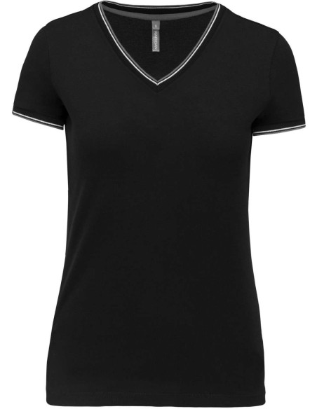 K-KA394-LADIES' PIQUÉ KNIT V-NECK T-SHIRT