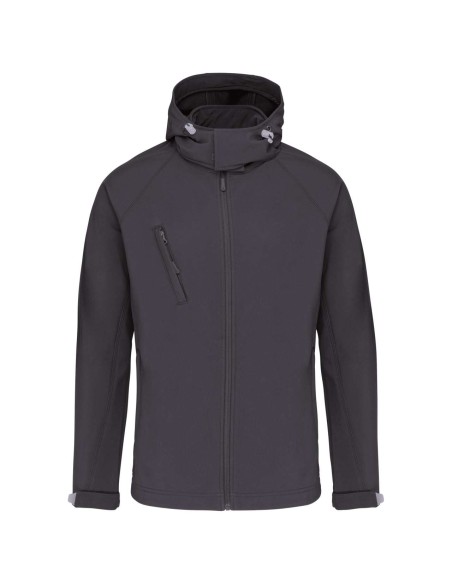 K-KA413-MEN'S DETACHABLE HOODED SOFTSHELL JACKET