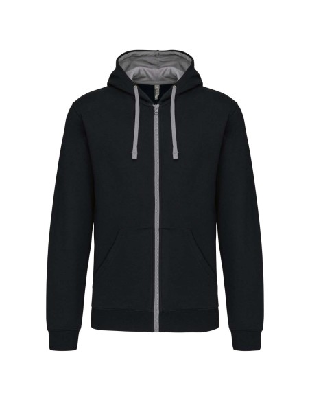 K-KA466-MEN'S CONTRAST HOODED FULL ZIP SWEATSHIRT
