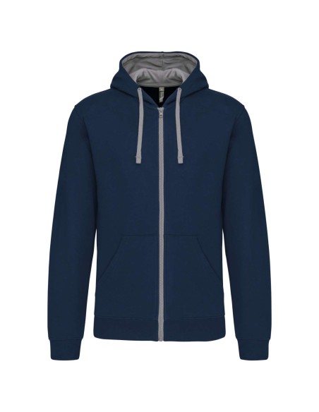 K-KA466-MEN'S CONTRAST HOODED FULL ZIP SWEATSHIRT
