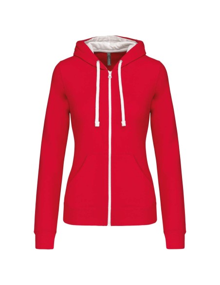 K-KA467-LADIES’ CONTRAST HOODED FULL ZIP SWEATSHIRT