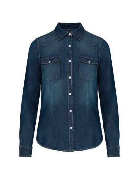 K-KA518-LADIES' LONG-SLEEVED DENIM SHIRT