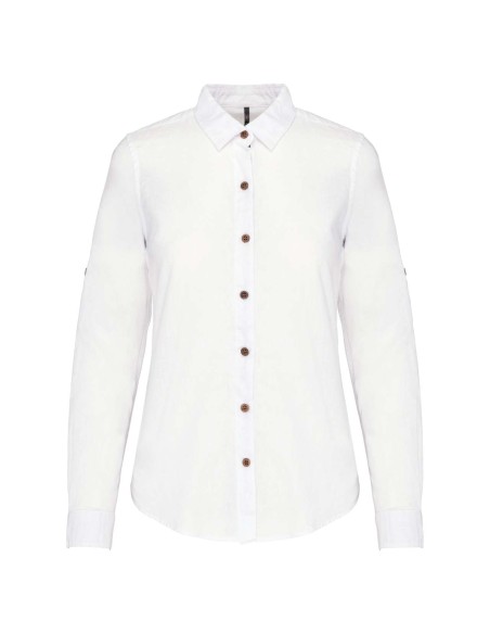 K-KA589-LADIES' LONG SLEEVE LINEN AND COTTON SHIRT