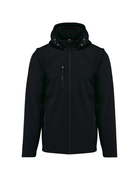 K-KB422-UNISEX 3-LAYER SOFTSHELL HOODED JACKET WITH REMOVABLE SLEEVES