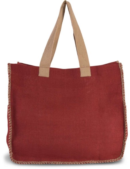 K-KI0248-JUTE BAG WITH CONTRAST STITCHING
