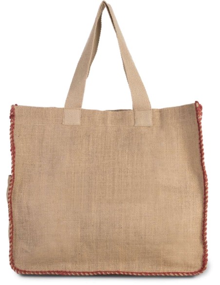 K-KI0248-JUTE BAG WITH CONTRAST STITCHING
