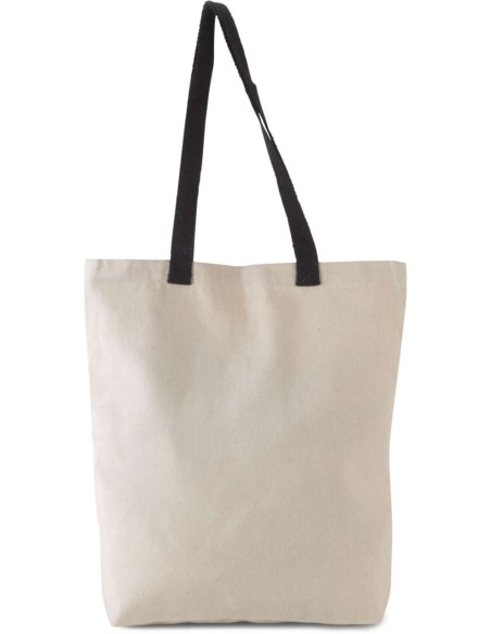 K-KI0277-FLAT CANVAS SHOPPER WITH CONTRAST HANDLE