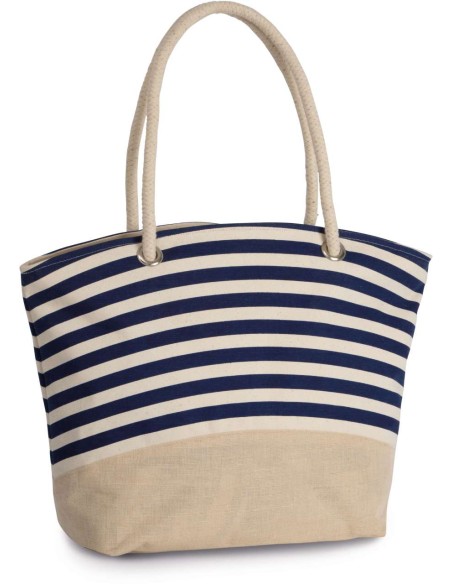 K-KI0283-JUTE CANVAS DUFFEL SHOPPING BAG