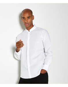 K-KK161-Chemise cintrée à col Mao à manches longues
