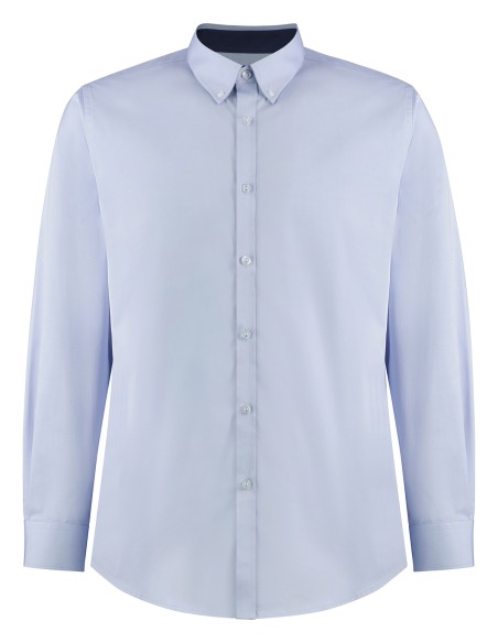 K-KK190-Chemise Oxford de première qualité à manches longues (col à boutons) Contrast