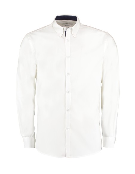 K-KK190-Chemise Oxford de première qualité à manches longues (col à boutons) Contrast