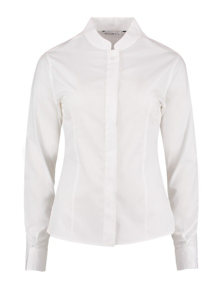 K-KK261-Chemise cintrée à col Mao à manches longues Femme