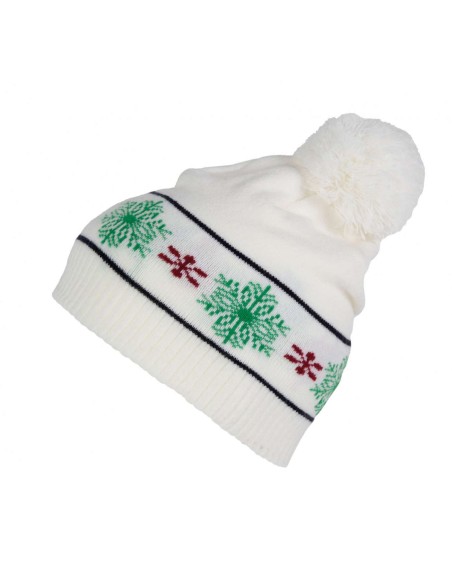 K-KP558-BEANIE WITH CHRISTMAS PATTERNS