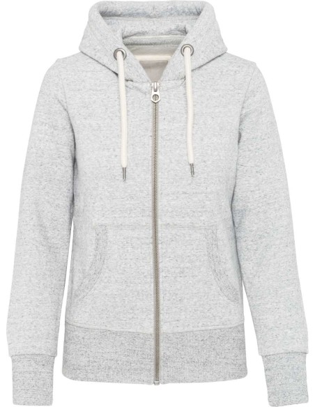 K-KV2307-LADIES' VINTAGE ZIPPED HOODED SWEATSHIRT