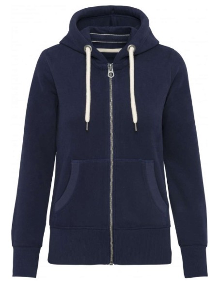 K-KV2307-LADIES' VINTAGE ZIPPED HOODED SWEATSHIRT