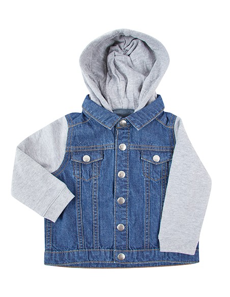 L-LW750-Denim Jacket With Fleece Hood And Sleeves