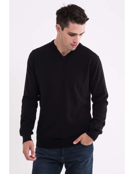 L-LW9133-MEN’S V-NECK FINE GAUGE COTTON PULLOVER