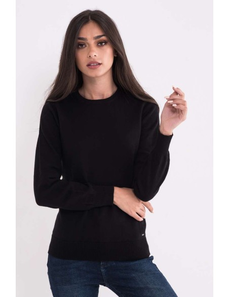 L-LWL9188-LADIES’ CREW NECK FINE GAUGE COTTON PULLOVER