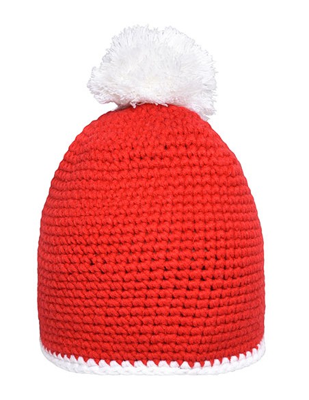 M-MB7964-Pompon Hat With Contrast Stripe