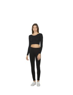 A-AA8379-WOMEN'S COTTON SPANDEX LONG SLEEVE CROP TOP