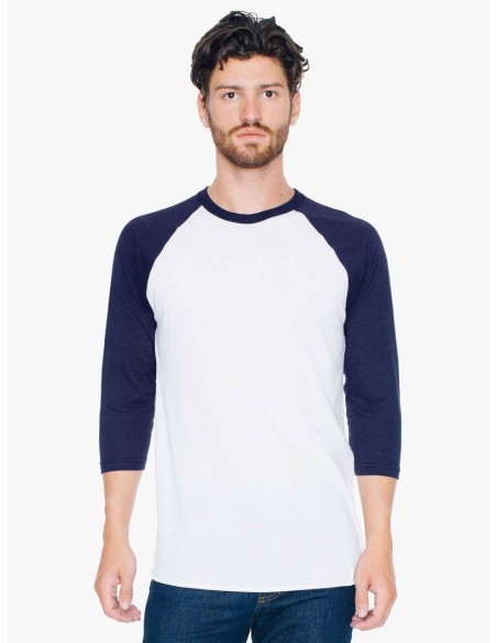 A-AABB453-UNISEX POLY-COTTON 3/4 SLEEVE RAGLAN T-SHIRT