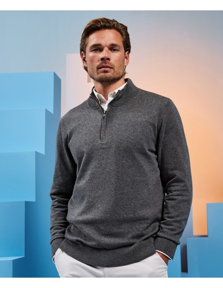ASQ-AQ048-Mens Cotton Blend 1/4 Zip Sweater