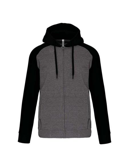P-PA380-UNISEX TWO-TONE ZIPPED HOODED FLEECE JACKET