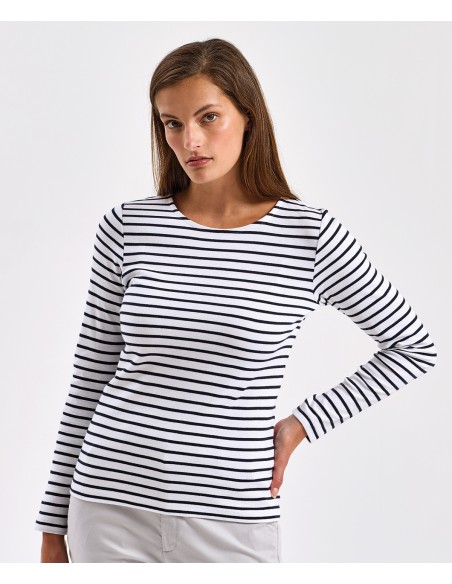 ASQ-AQ071-Womens Marinière Coastal Long Sleeve Tee
