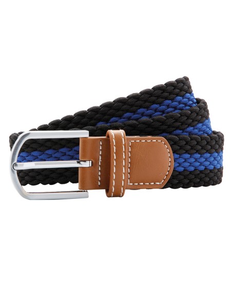 ASQ-AQ901-Ceinture stretch tressée à rayures bicolores