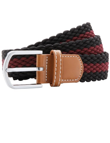 ASQ-AQ901-Ceinture stretch tressée à rayures bicolores