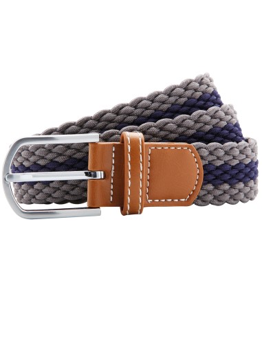 ASQ-AQ901-Ceinture stretch tressée à rayures bicolores