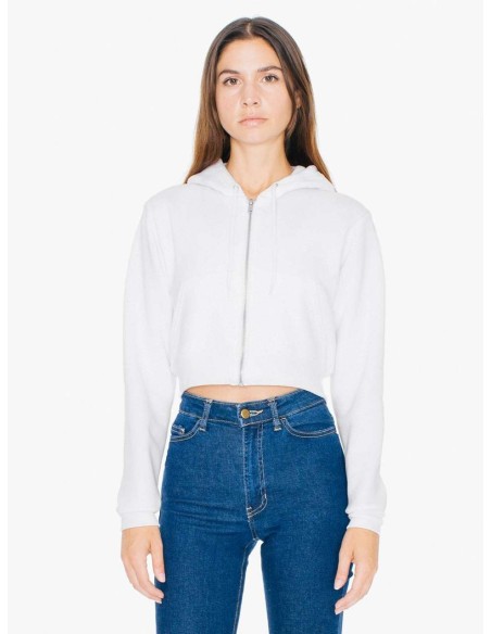 A-AAF397-WOMEN'S FLEX FLEECE CROPPED ZIP HOODED SWEATSHIRT