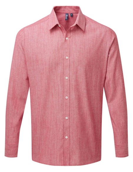 P-PR245-MEN'S COTTON SLUB CHAMBRAY LONG SLEEVE SHIRT