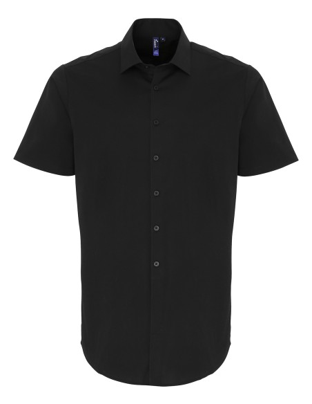 P-PR246-Mens Stretch Fit Poplin Short Sleeve Cotton Shirt