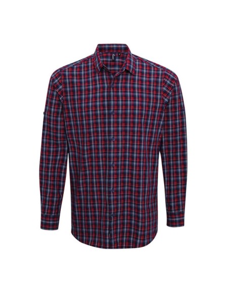 P-PR256-'SIDEHILL' CHECK - MEN'S LONG SLEEVE COTTON SHIRT