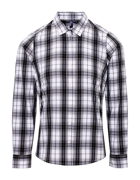 P-PR354-Chemisier Femme manches longues à carreaux en coton Ginmill