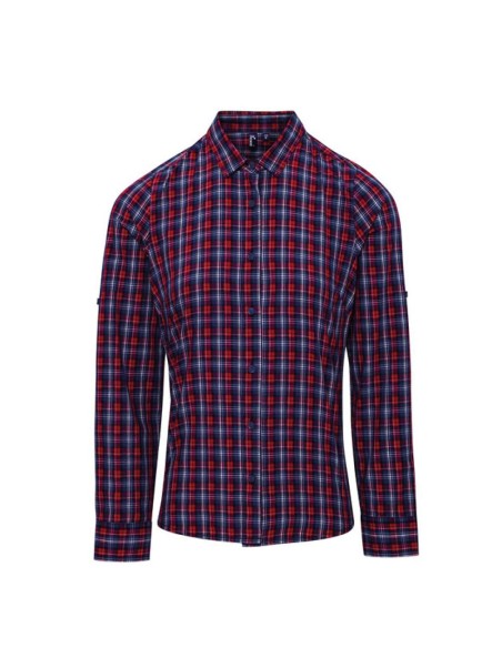 P-PR356-'SIDEHILL' CHECK - WOMEN'S LONG SLEEVE COTTON SHIRT