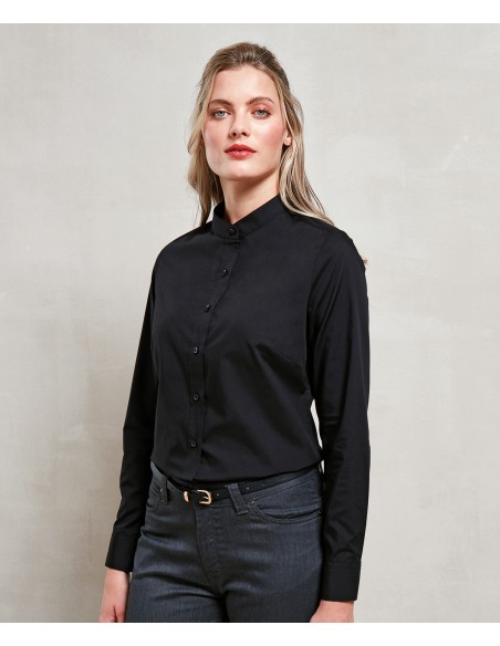 P-PR358-Chemisier à col grand-père pour femmes