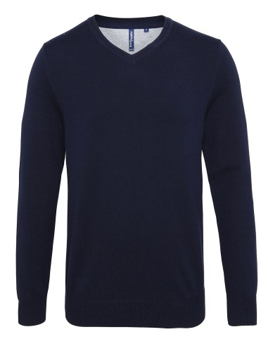 ASQ-AQ042-Mens Cotton Blend V Neck Sweater