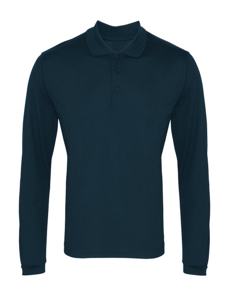 P-PR617-Polo piqué Coolchecker à manches longues pour hommes