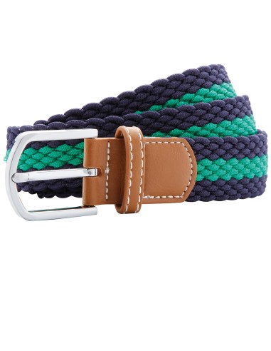 ASQ-AQ901-Ceinture stretch tressée à rayures bicolores