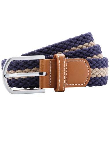 ASQ-AQ901-Ceinture stretch tressée à rayures bicolores
