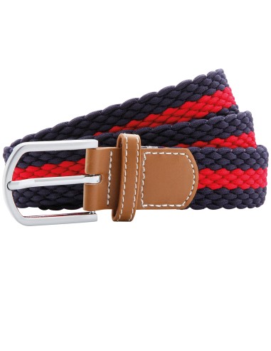 ASQ-AQ901-Ceinture stretch tressée à rayures bicolores