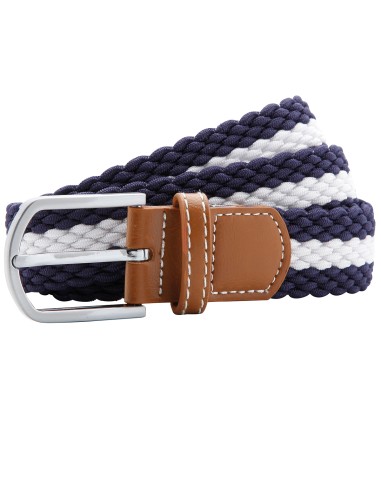 ASQ-AQ901-Ceinture stretch tressée à rayures bicolores