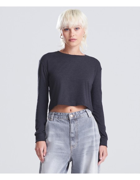 AWD-JT016-Womens Long Sleeve Cropped T