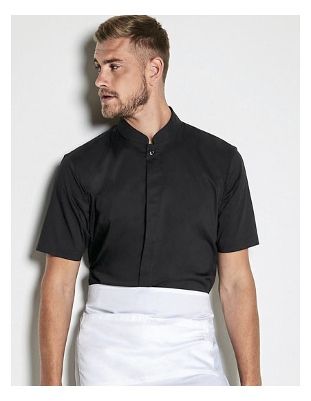 BAR-KK122-Mens Tailored Fit Mandarin Collar Shirt Short Sleeve